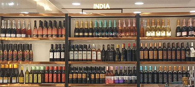 Premium liquor display rack with LED strip lighting, New Delhi