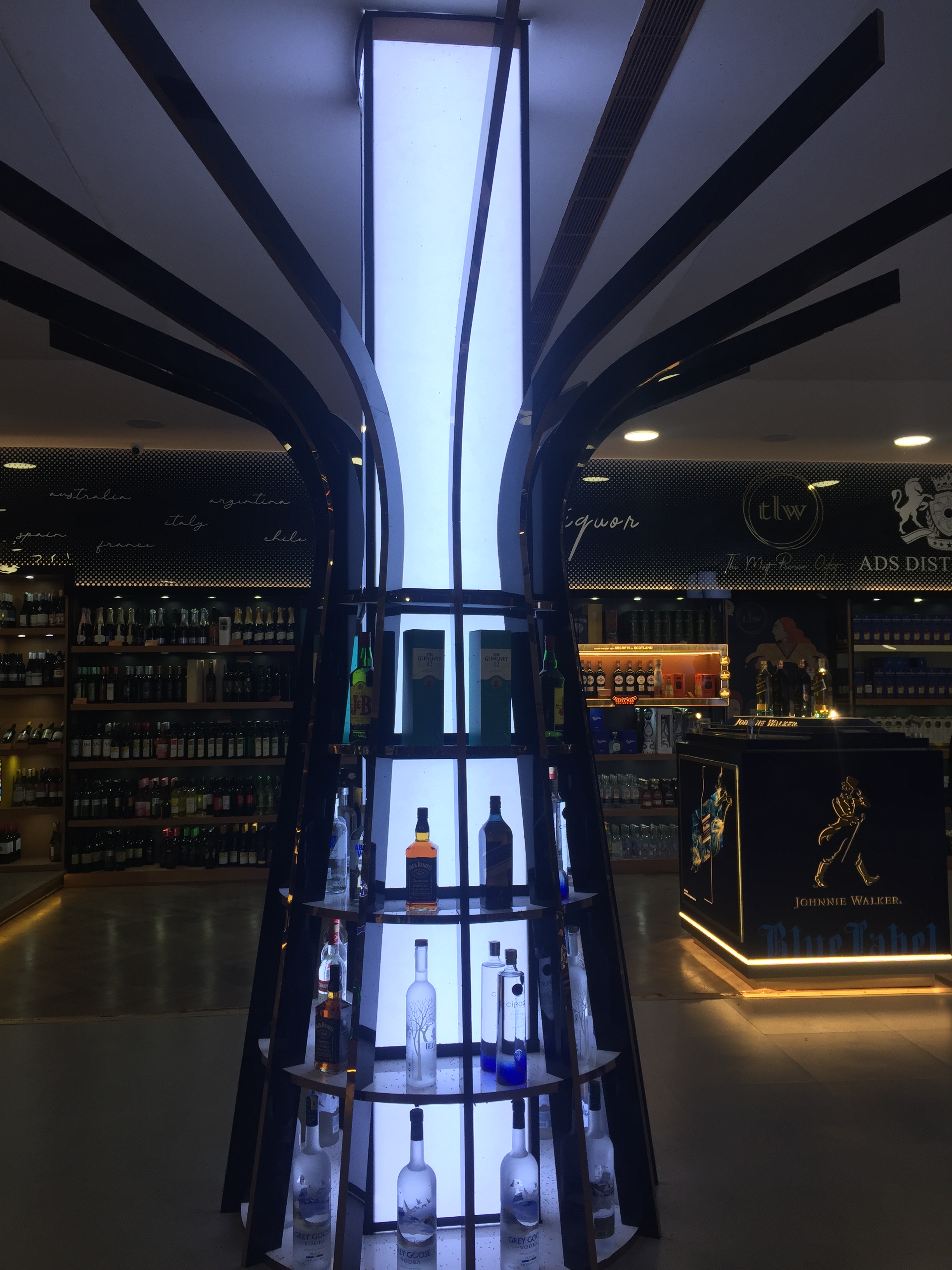 Modern commercial branding display installation