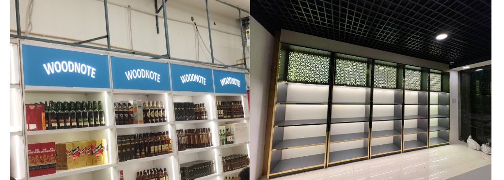Retail display rack designed for wine and liquor bottles