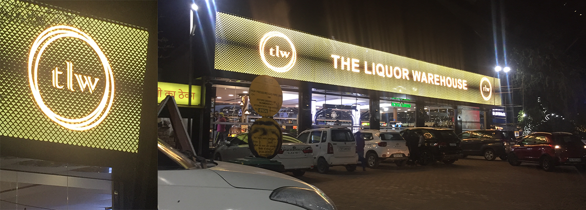 Luxury retail multi-layer signage with halo lighting - Baba SuperSign